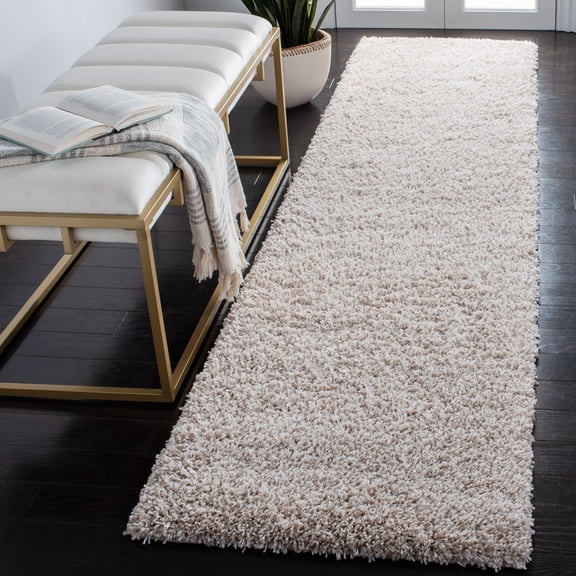 SAFAVIEH California Plush Solid Shag Runner Rug, Beige, 2'3" x 19' - Modern Design, Beige, Non-Shedding & Easy Cleaning, Ultra Plush Thick Pile, Ideal for Living Room, Bedroom, Entryway