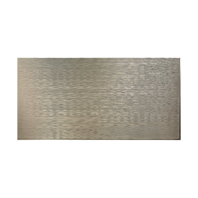 Fasade - Ripple Horizontal Brushed Nickel Decorative Wall Panel - Fast and Easy Installation (4' X 8' Panel)