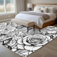 Botanical Floral 8x10 Area Rugs for Living Room, Black and White Roses ...