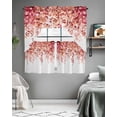 thumbnail image 5 of Red Eucalyptus Leaves Kitchen Curtain and Valance Set 3 Pieces,Rod Pocket Short Tier Curtains 24 Inch Length,Spring Floral Summer Botanical Swag Topper Small Window Treatment for Cafe Bathroom, 5 of 6