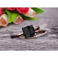 thumbnail image 4 of Shining Bridal Set Cushion Cut Gemstone 1.80 Carat Black Diamond Moissanite Engagement Ring Set Handmade Solid 10k Rose Gold Art Deco, 4 of 5