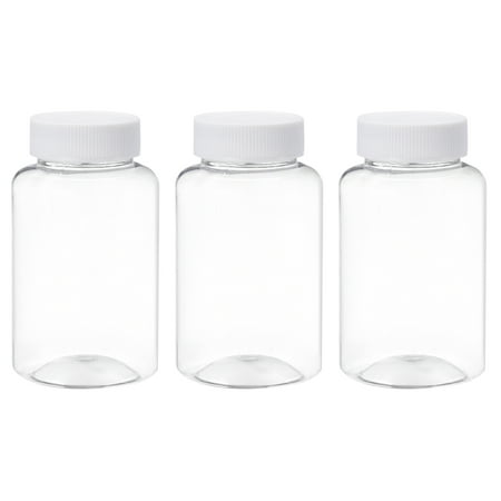 Uxcell 250ml Plastic Reagent Bottles Empty Containers with Screw Cap Clear, 10 Count