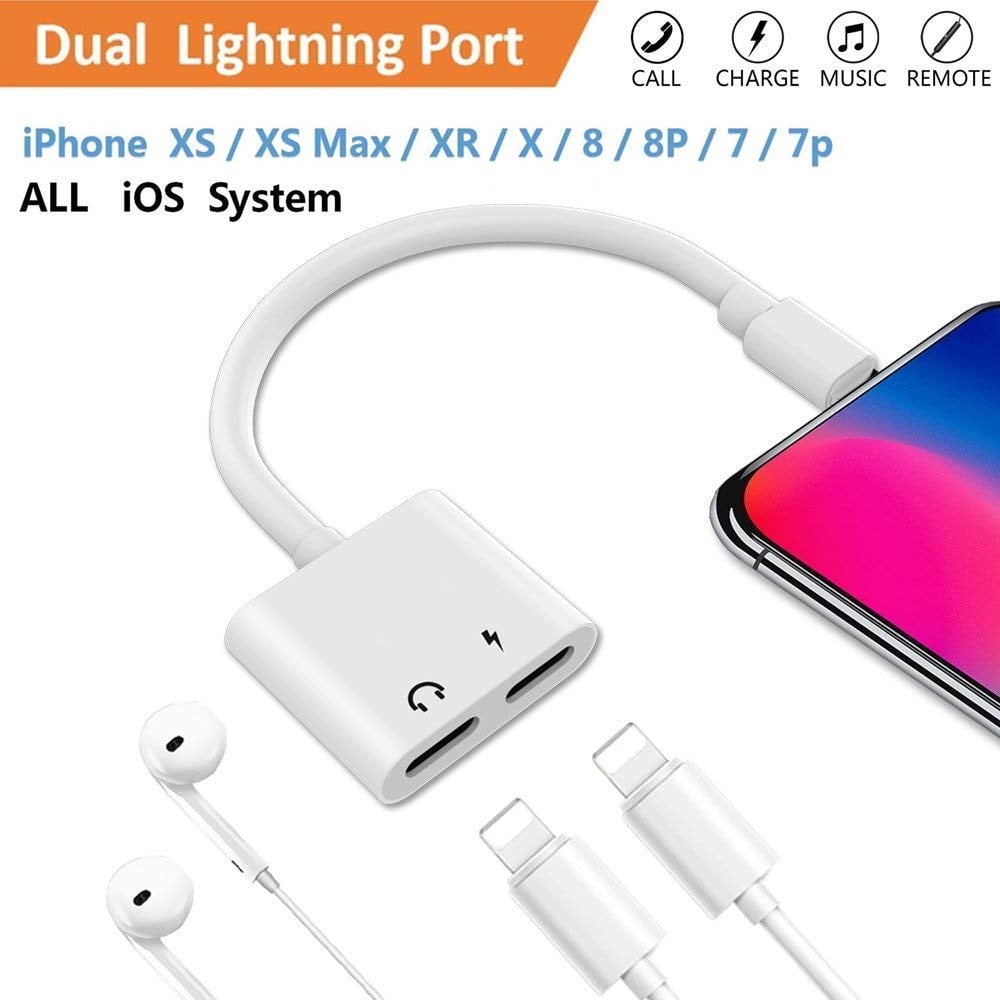 iphone Charger And Headphones Adapter, 2 in 1 Lightning Earphone Audio