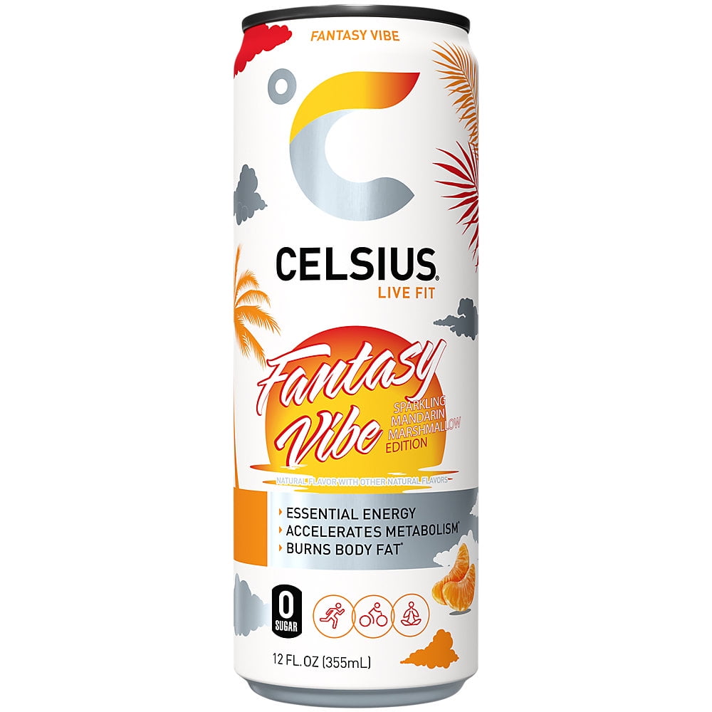 Celsius Sparkling Energy Drink with MetaPlus Formula Fantasy Vibe (12 Drinks, 12 Fl Oz. Each