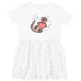 thumbnail image 3 of Inktastic Cute Smiling Valentine's Day Otter with Heart Girls Toddler Dress, 3 of 5