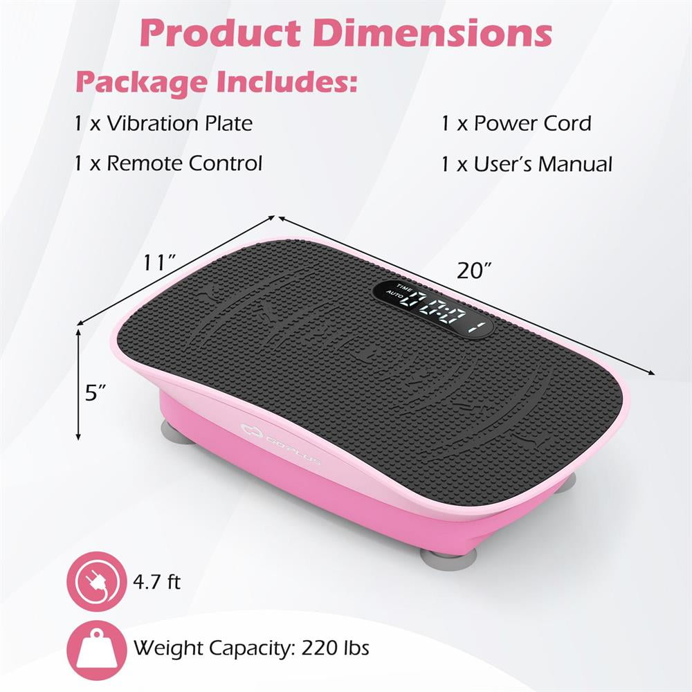 Choco Moon Vibration Plate Exercise Machine for Lymphatic Drainage and Weight Loss with 10 Speed Intensities, Indoor Fitness Equipment-Pink