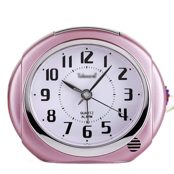 Reloj despertador de 4 pulgadas con retroiluminación, silencioso, de cuarzo analógico, funciona con pilas