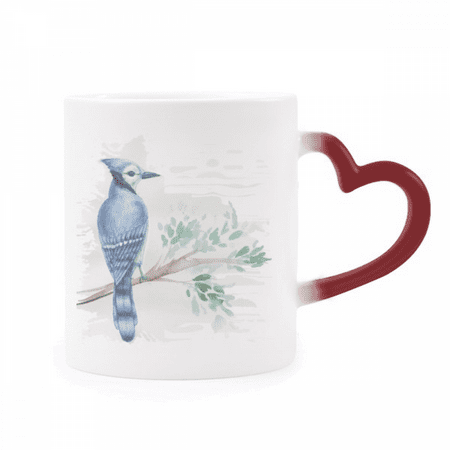 

Branch Blue Parrot Heat Sensitive Mug Red Color Changing Stoneware Cup