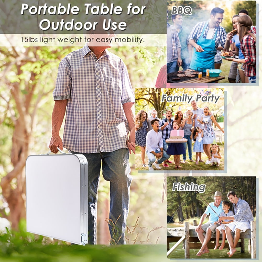Aimee Lii Height Adjustable Folding Camping Table, Portable Tables Folding, Gray