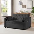 thumbnail image 2 of 3 in 1 Convertible Sofa Bed, Velvet Sleeper Sofa Bed with Pull Out Sofa Bed, Loveseat Tufted Sofa with Side Table for Living Room,, 2 of 8