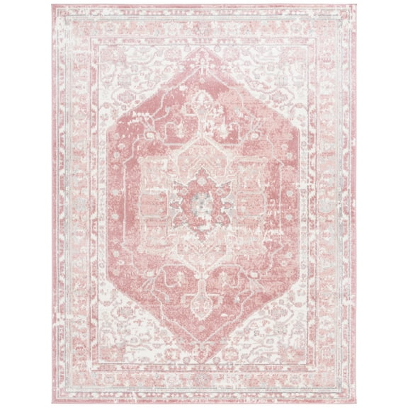 SAFAVIEH Layla Leah Oriental Area Rug, Ivory Grey/Pink, 9' x 12'