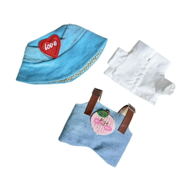 3 piezas de ropa para muñecas de 20 cm, accesorios de vestuario, uniformes de moda, regalos de comodidad, ropa hecha a mano, pantalones y parte , sombrero azul
