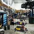 thumbnail image 6 of 3-Tier Folding Service Cart with 360° Swivel Wheels, Foldable Utility Cart, Collapsible Service Cart for Home, Office, Garage, Warehouse, 6 of 7