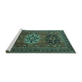 thumbnail image 2 of Ahgly Company Machine Washable Indoor Square Persian Turquoise Blue Traditional Area Rugs, 6' Square, 2 of 4