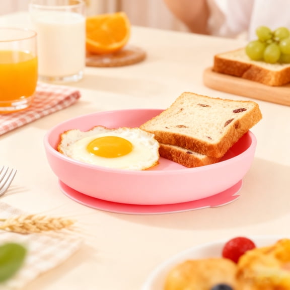 Silicone Plates for Seniors Elderly Adaptive Feeding Dinnerware Flexible Tableware Everyday Use Adults Kids Non- Dining Set, 7.8 in, Red