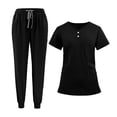 thumbnail image 2 of Conjunto de uniforme médico para mujer con bolsillos y pantalones con cordón, uniformes de enfermería suaves para XL, 2 of 9
