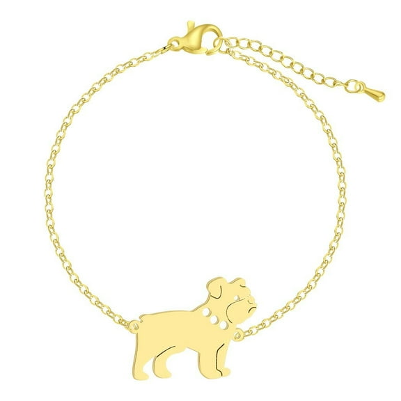 Unisex Stainless Steel Bracelet with Cute Pug Pendant Animal Zodiac Design Fashionable Jewelry Gift for Women and Men