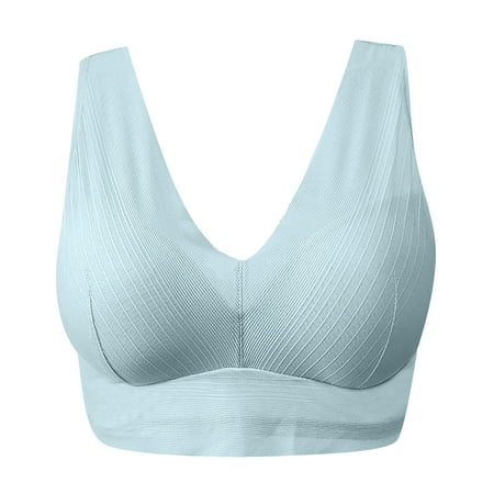 

CAICJ98 Lingerie for Women Women Full Cup Thin Underwear Plus Size Wireless Sports Bra Lace Bra Cover Cup Large Size (Light Blue 4XL)