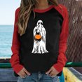 thumbnail image 2 of Moda mujer primavera patchwork impreso manga larga cuello redondo casual tee tops Pompotops FGAJ4814, 2 of 5