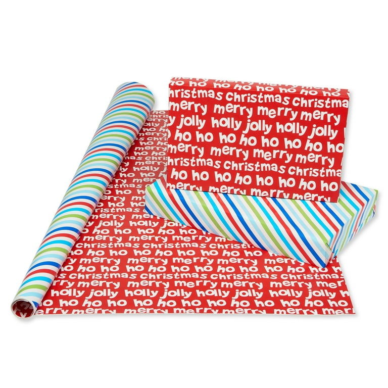 Reversible Christmas Wrapping Paper - Jumbo Roll - Christmas Tree in Pink &  White Dot in Green - 24 inches x 100 Feet (200 sq.ft.) 