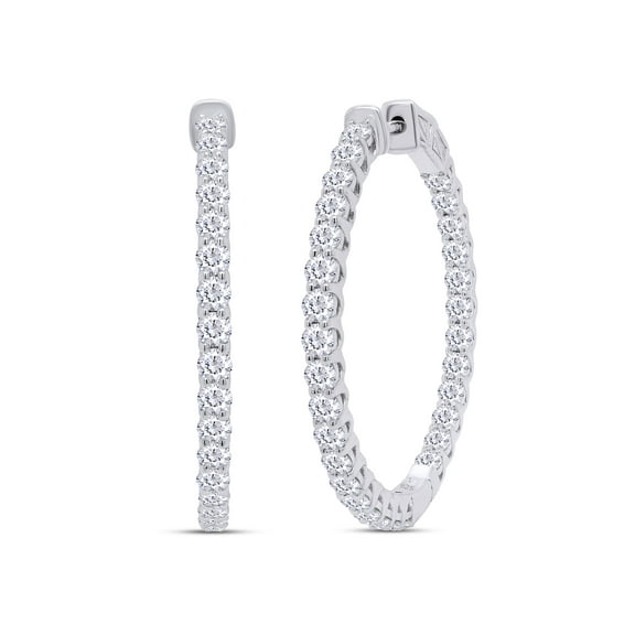 3 CT.T.W Round Cut Lab Created Moissanite Diamond Inside Out Hoop Earrings In 14k White Gold Over Sterling Silver(G-H Color,VVS1 Clarity,3 Cttw)
