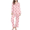 thumbnail image 2 of Weiqiqre Pajamas for Women Set 2 Piece Pajama Set Matching Pjs Sets Cute Printed Sleepwear Button Up Shirt Set, 2 of 6