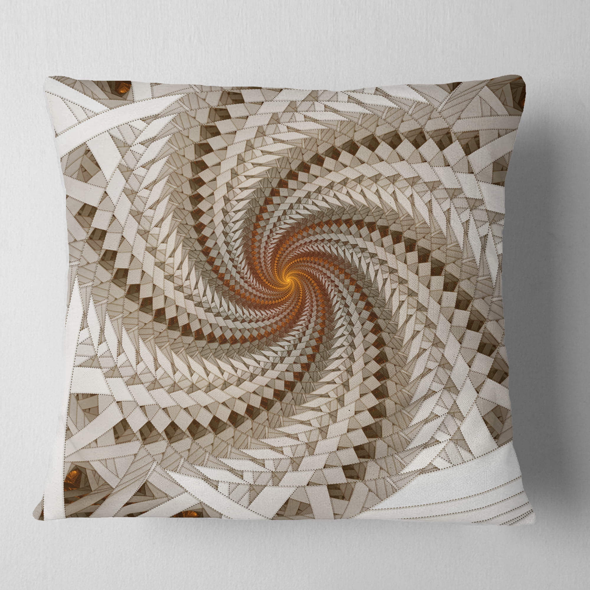Designart White Fractal Spiral Pattern - Abstract Throw Pillow - 18x18