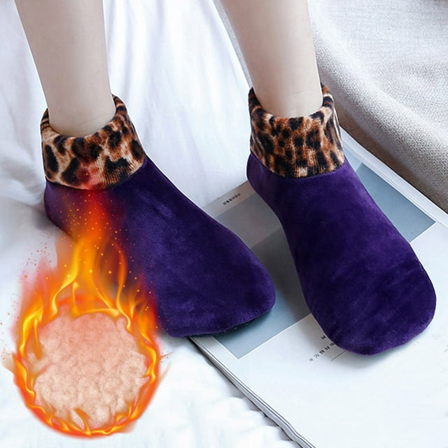 Dance Floor for Home Autumn and Winter Childrens Leopard Print Floor Socks Double Layer Plus Velvet Thickening Non-Slip Warmth Not Down Velvet Yoga Dance Socks