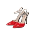 thumbnail image 5 of Women Patent Pointy Toe Two Tone Ankle Cuff Stiletto Pump - 18080, 5 of 6
