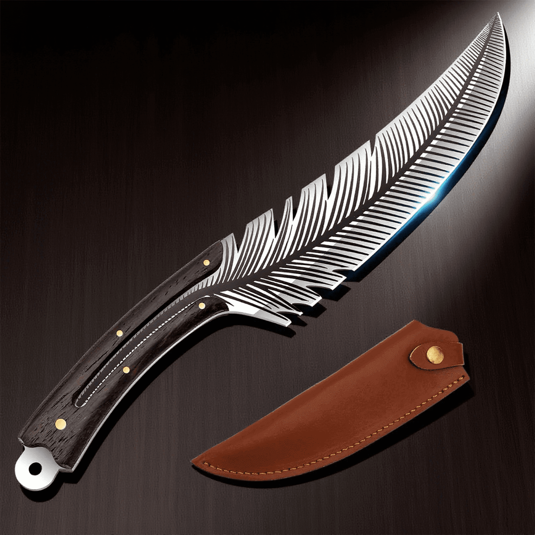 Japan Feather Knife Hand Forged Viking Knife High Carbon Steel Butcher Knife Boning knife for Meat Cutting Japanese Chef Knives Cooking Knife with Sheath for Kitchen Camping Gift for Dad or mom