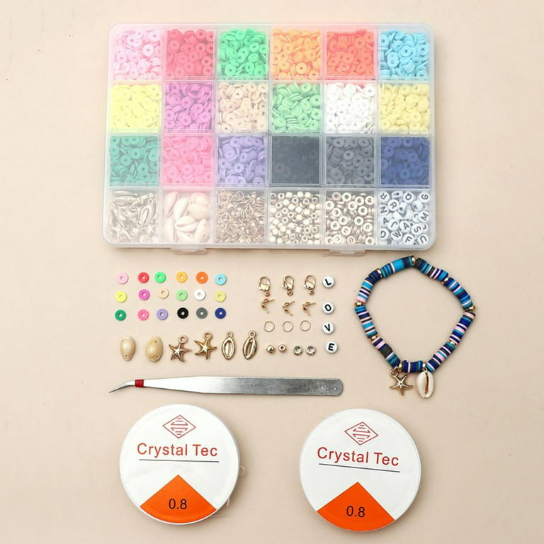 Funtopia 24500+ Pcs Beads for Jewelry Making Kit, Colorful Flat Round  Polymer Clay Beads Glass Seed Beads for Bracelet Making Kit, Necklace Ring
