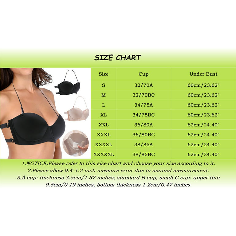 LBECLEY Womens Lingerie Sports Bras for Girls Ladies Push Up Strapless  Adhesive Bra Deep U Shape Backless Bra Push Up Bras for Women Black M 