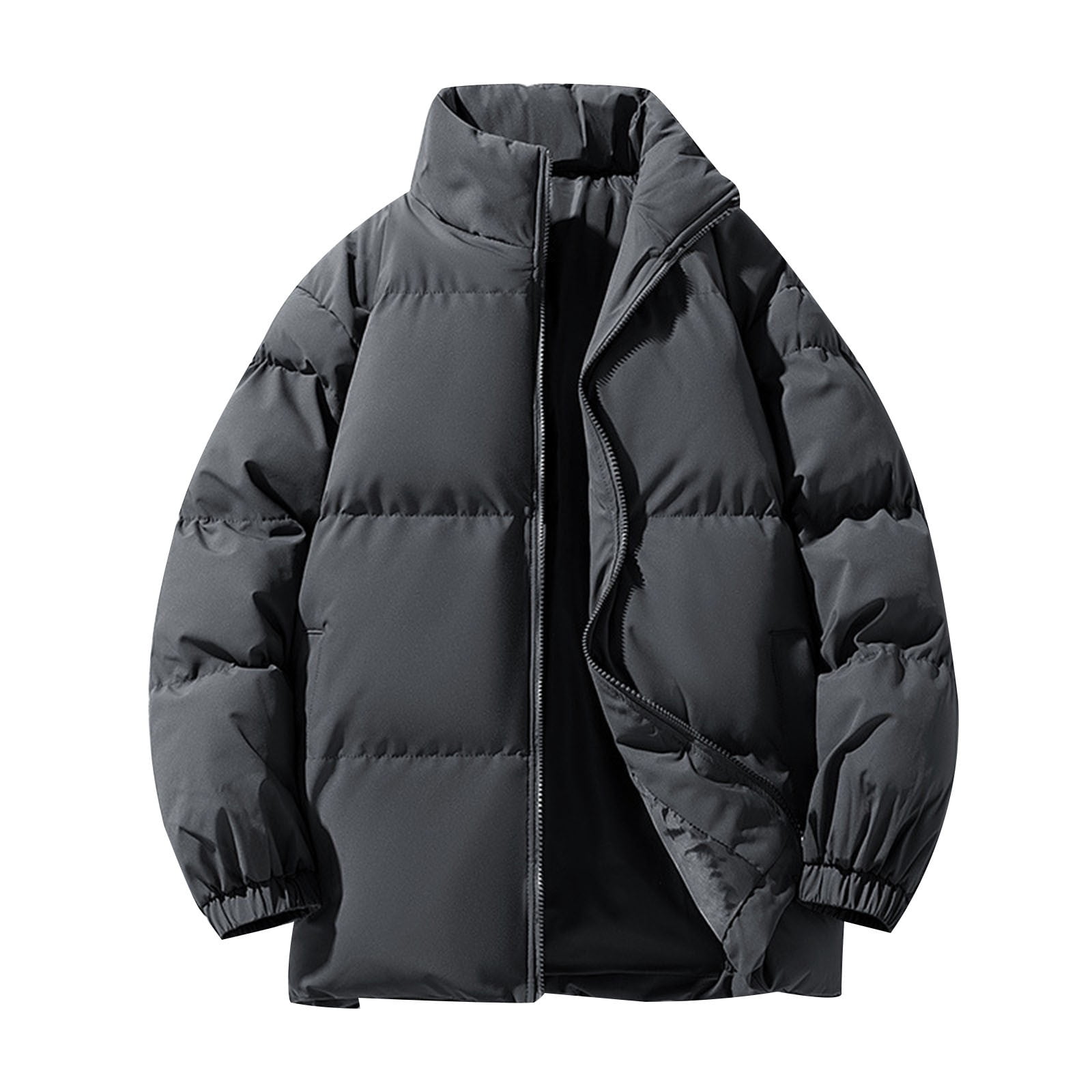 Styesk Jackets for Men Men's Winter Solid Color Stand Collar Down