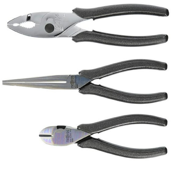 Nepros - Wire NPNTP03 Mixed Plier Set with Needle Nose, Slip Joint & Cutting - 3 Piece