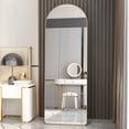 thumbnail image 3 of Metal Framed Arched Full-length Mirror. High Definition Explosion-proof Glass, Adjustable Angle Stable Bracket, Dual-use For Floor And Wall Mounting. Suitable For Bedroom Foyer.23.2*64.9''.,Gold, 3 of 22