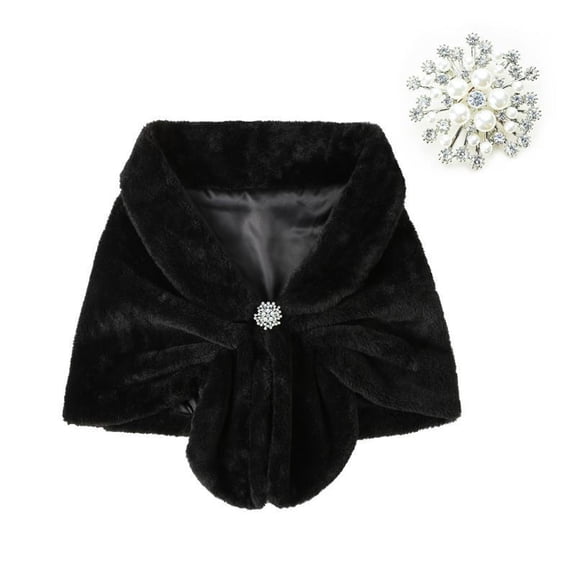 Fgnfyis Scarfs for Women Wedding Bride Winter Shawl Imitation Stole Wrap Black