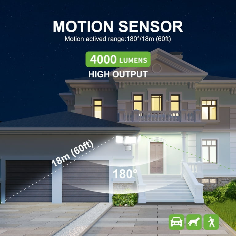 3-Head Security Light, 4000 Lumens, 180° Motion Sensor, 120V photo 6