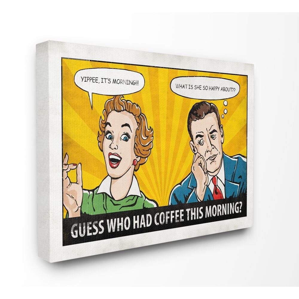 Stupell Industries Morning Coffee Funny Vintage Comic Book Design Canvas Wall Art by Ester Kay