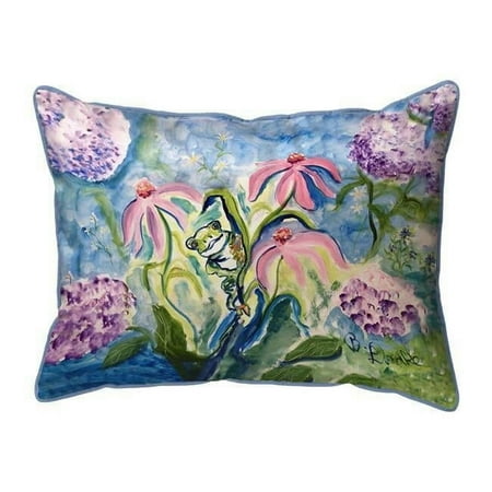 11 x 14 in. Frog & Pink Flowers Small Indoor & Outdoor Pillow