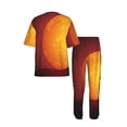 thumbnail image 4 of Men's 2 Piece Loungewear Pajama Set Short Sleeve Tee Top and Pants Set, Werewolf Howling Red Full Moon, 4 of 6