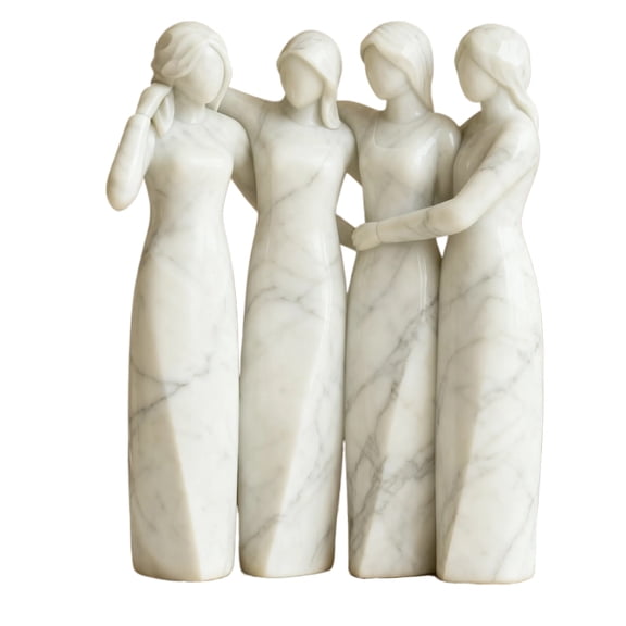 HOARBOEG Sister Sculpture, White Resin Figurine for Women - Friendship Gift for Sister, Best Friend Keepsake, Elegant Home Desk & Shelf Decor Ornament, 7.09x2.36x1.97in