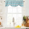 thumbnail image 4 of Minimalist Stripes Tie Up Valances Curtain, Adjustable Kitchen Teal Green Grey Horizontal Stripe Modern Valances for Windows Decor, Rod Pocket Short Curtains Set for Bedroom/Bathroom, 60"x18", 4 of 9