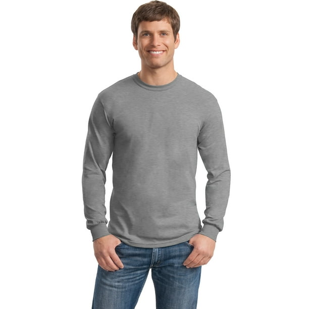 Gildan Men's Long Sleeve Rib Knit Cuffs T-Shirt - 8400 - Walmart.com