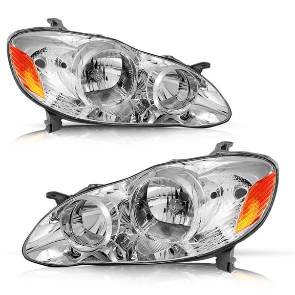 For 2003-2008 Toyota Corolla Chrome Headlights Amber Corner Headlamps Left Right