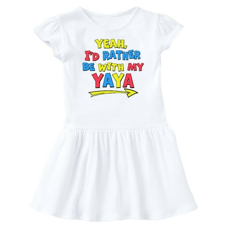

Inktastic Yeah I d Rather be with My Yaya in Red Yellow and Blue Gift Baby Girl Dress