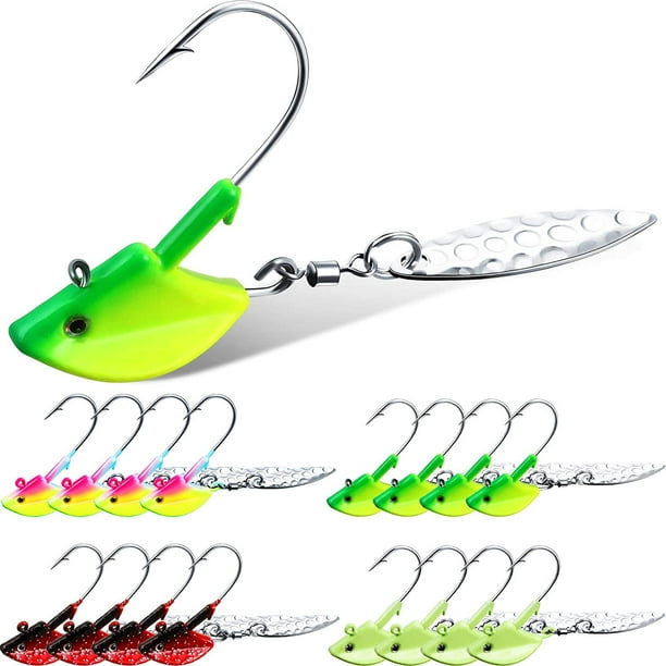 16 Pieces Underspin Jig Heads Fishing Jig Heads Hook with Willow-Shaped  Blade Swimbait Jig Heads Spinner for Bait Lure Freshwater Fishing Saltwater  Fishing 