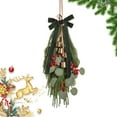 thumbnail image 2 of 19'' Christmas Teardrop Swag, Artificial Norfolk Pine Pinecone Wreath with Red Berries & Acorns for Front Door Decoration, D, Wreath, 2 of 9
