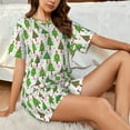 thumbnail image 4 of Gukieu Christmas Trees Print Women's Short-sleeved Pajama Set, Round Neck Button Top Elastic Shorts 2-piece Set, Summer Home Leisure Clothing-Large, 4 of 6