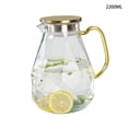 thumbnail image 3 of 2200ml Large Borosilicate Glass Water Pitcher with Gold Lid Pattern Design Heat Glass Carafe with Handle for Hot/Cold Water Iced Juice and Beverage Serving, 3 of 8