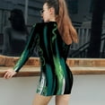 thumbnail image 5 of Abstract Teal Green Swirls Women's Long Sleeve Bodycon Dress Soft Stretchy For Everyday Wear And Special Occasions, 5 of 6